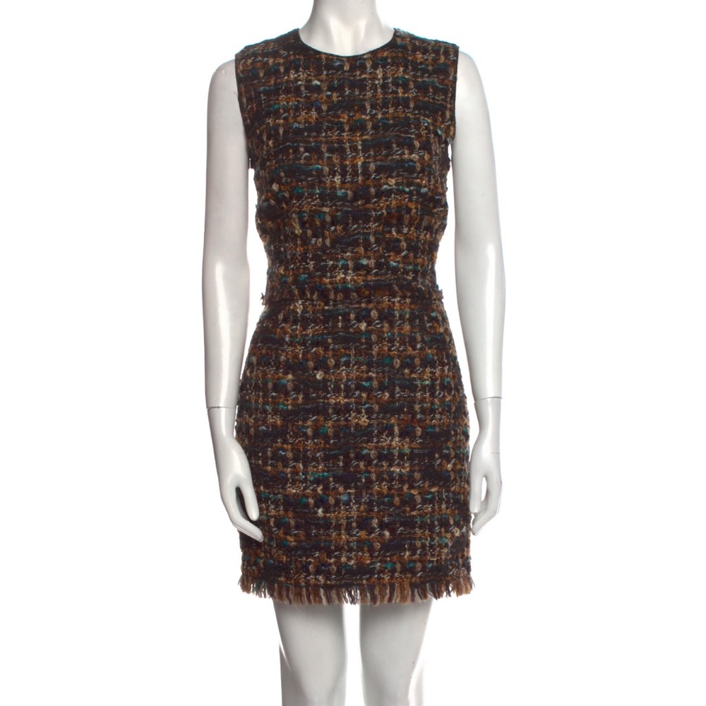 Dolce and Gabbana Virgin Wool Tweed Mini Dress